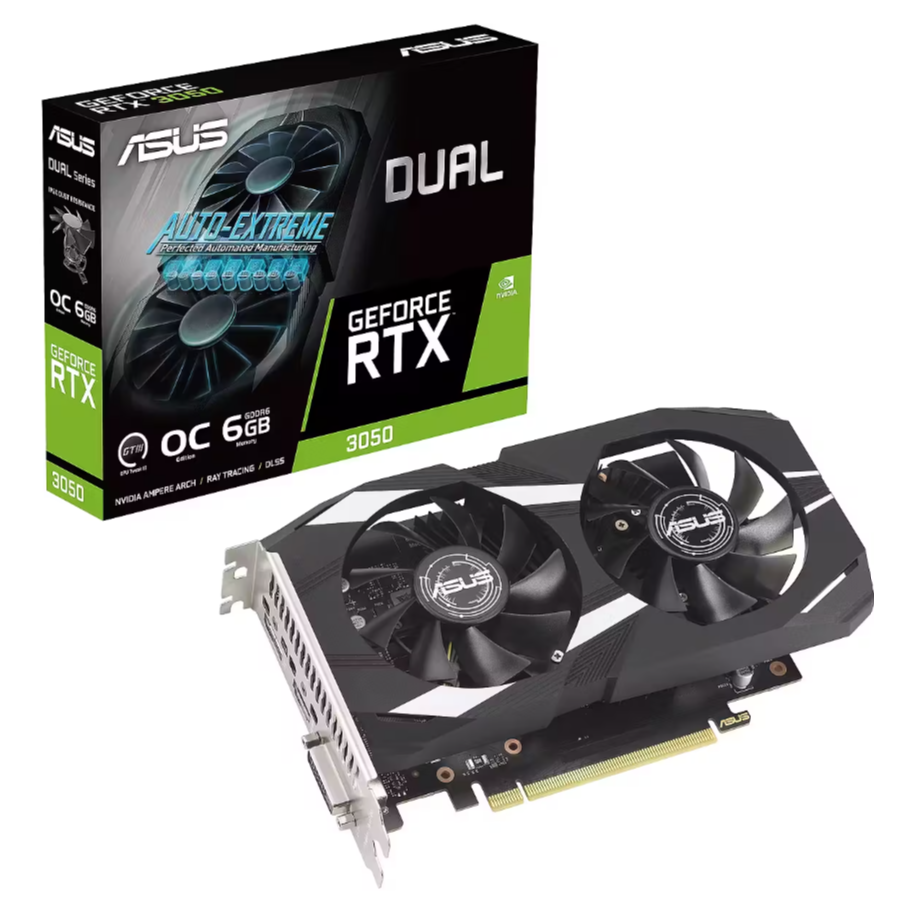 Videokarte ASUS Dual GeForce RTX 3050 6GB GDDR6 (90YV0K60-M0NA00)