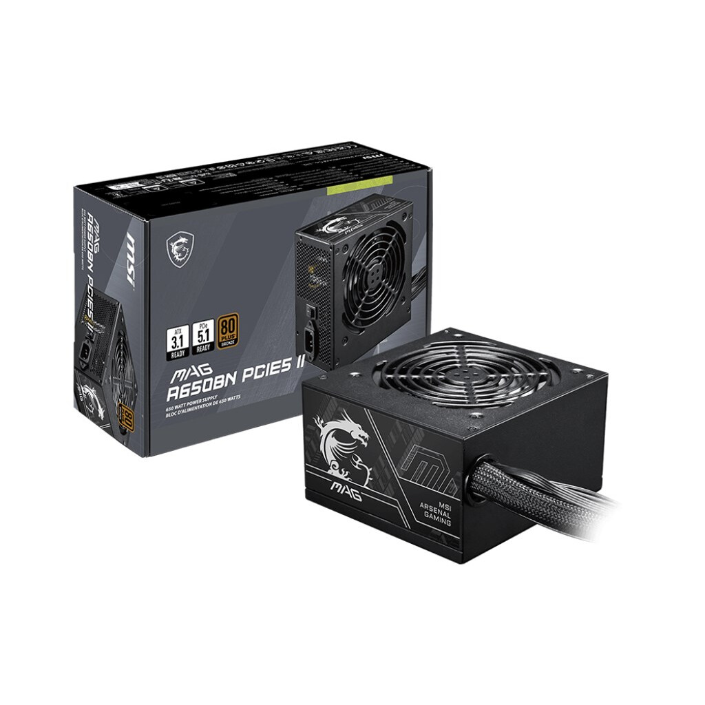 Barošanas bloks MSI MAG A650BN PCIE5 II 650W 20+4 pin ATX Black (306-7ZPSY11-CE0) - foto 3