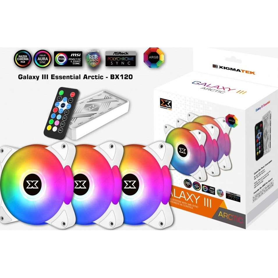 Korpusa dzesētājs Xigmatek Galaxy III Essential RGB White (EN46461) - foto 4