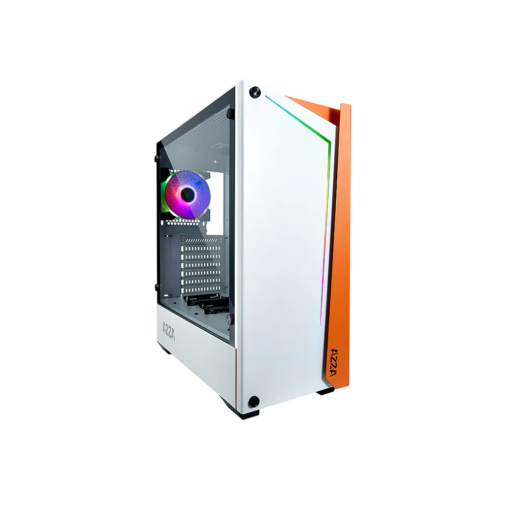 Datoru korpuss Azza Apollo RGB White/Orange (CSAZ-430W-DF2)