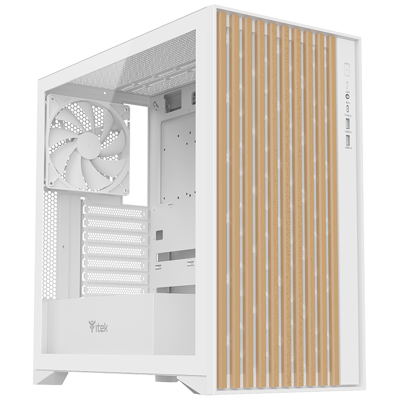 Datoru korpuss iTek Woody ATX White/Brown (ITGCAWO28W)