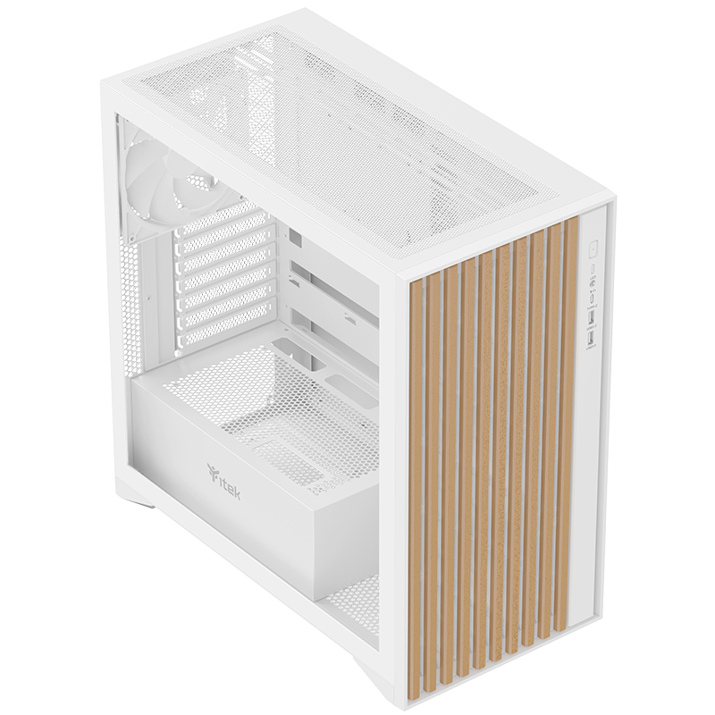 Datoru korpuss iTek Woody ATX White/Brown (ITGCAWO28W) - foto 2