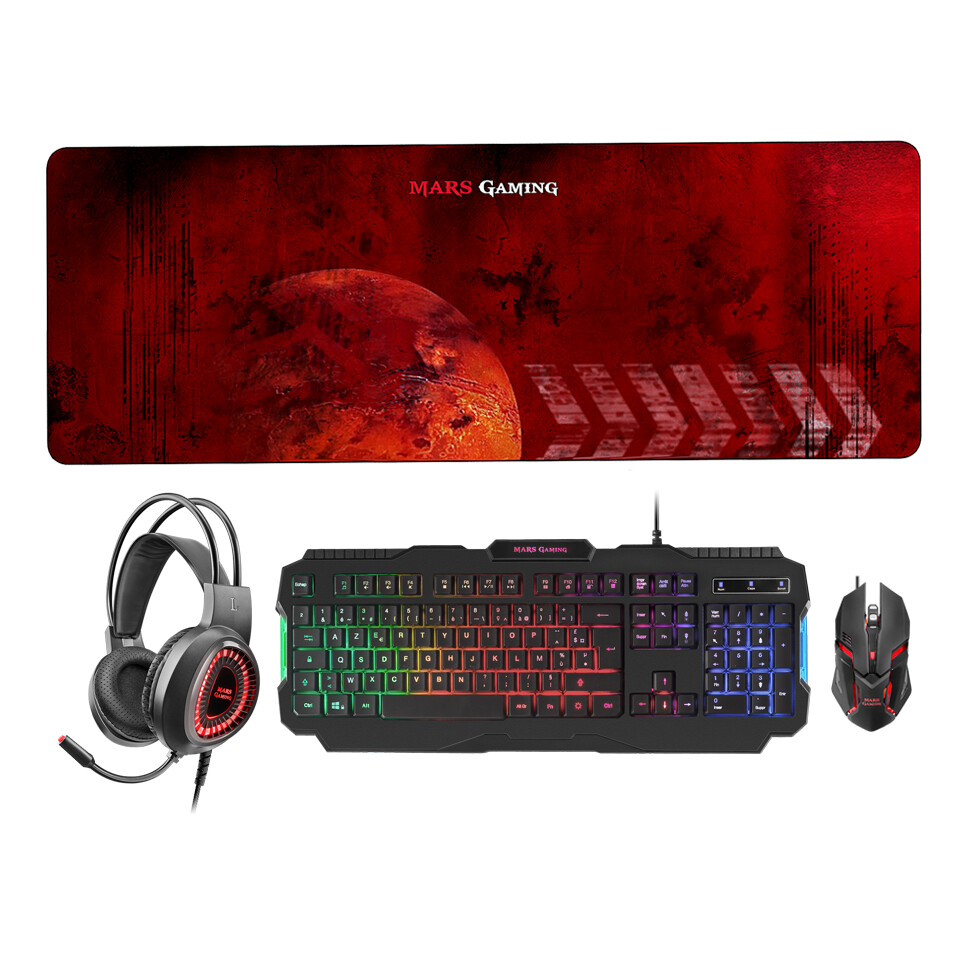 Tastatūra + pele Mars Gaming MCPRGB2 Gamer Pack 4in1 - MCPRGB2FR