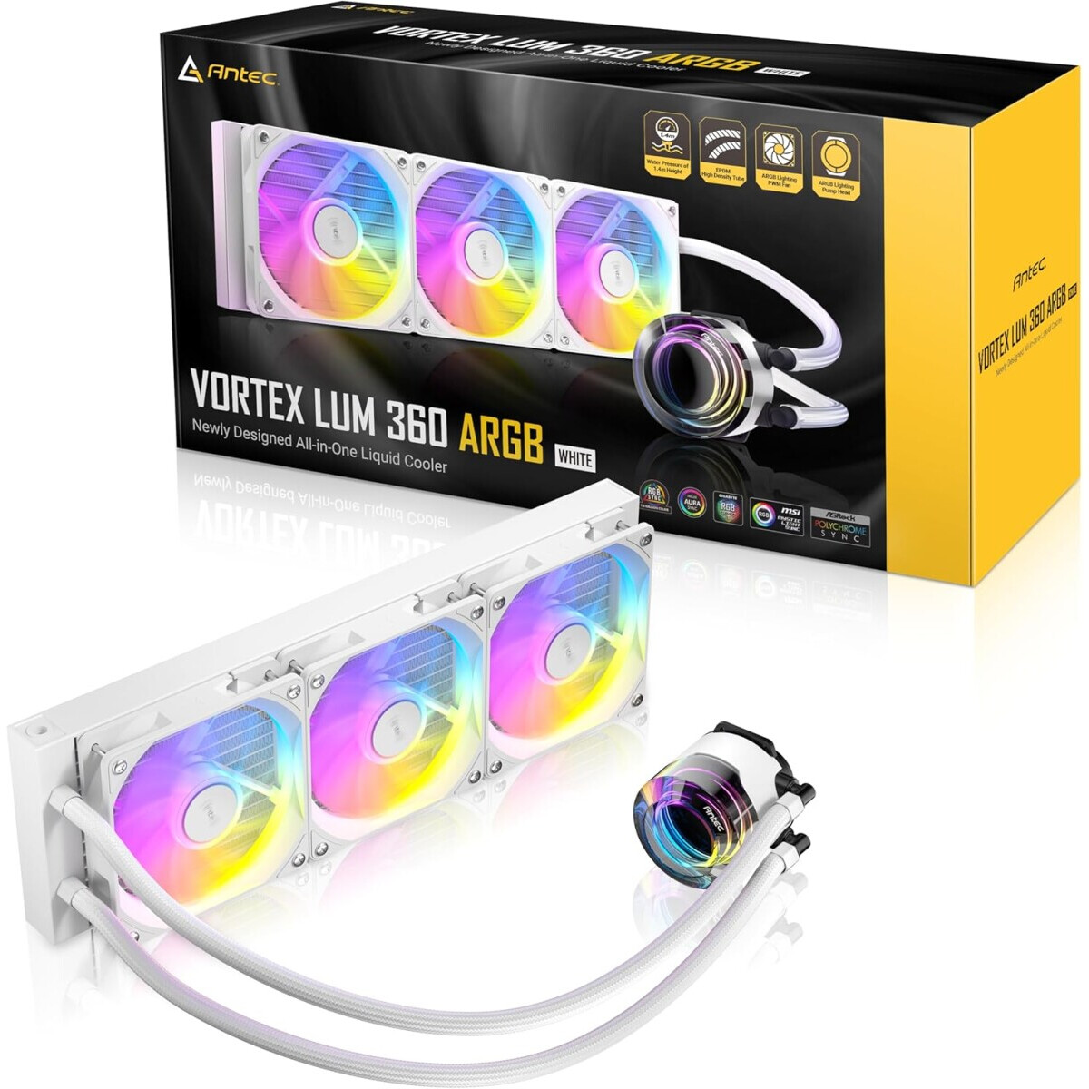 Dzesētājs Antec Vortex Lum RGB 360mm White (0-761345-40056-5) - foto 6