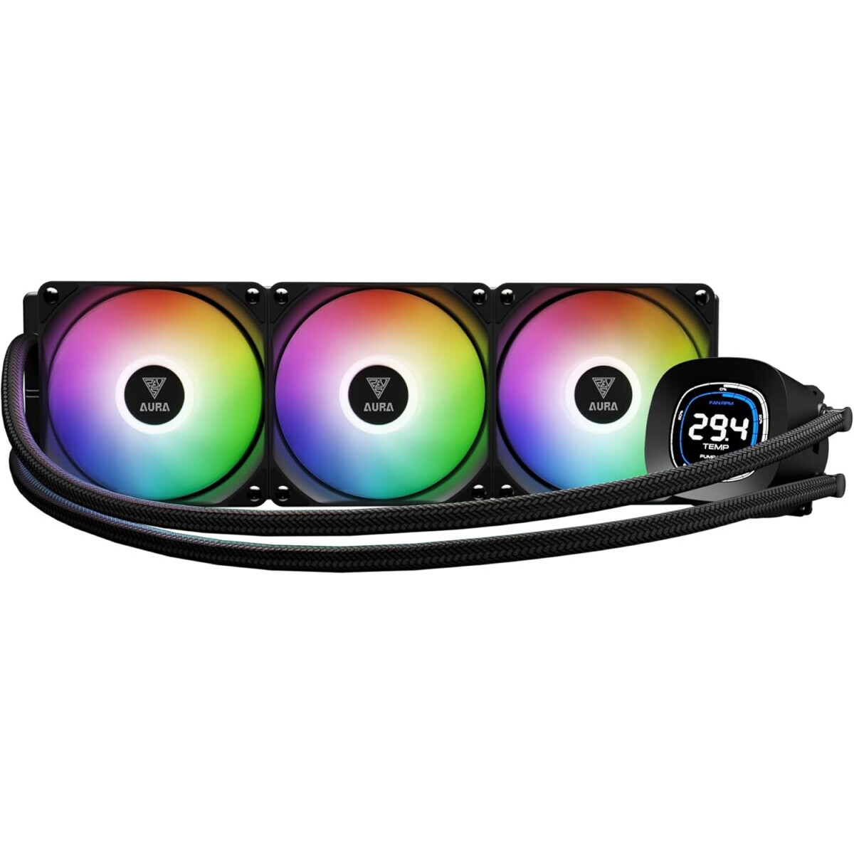 Procesoru dzesētājs Gamdias Aura GL Digital RGB 360mm Black (16322-05000-30000-G)