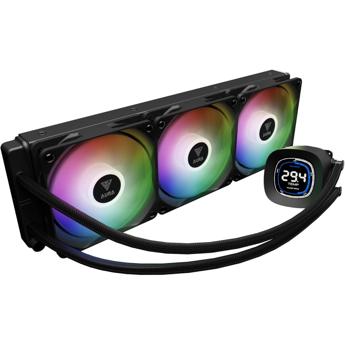 Procesoru dzesētājs Gamdias Aura GL Digital RGB 360mm Black (16322-05000-30000-G) - foto 2