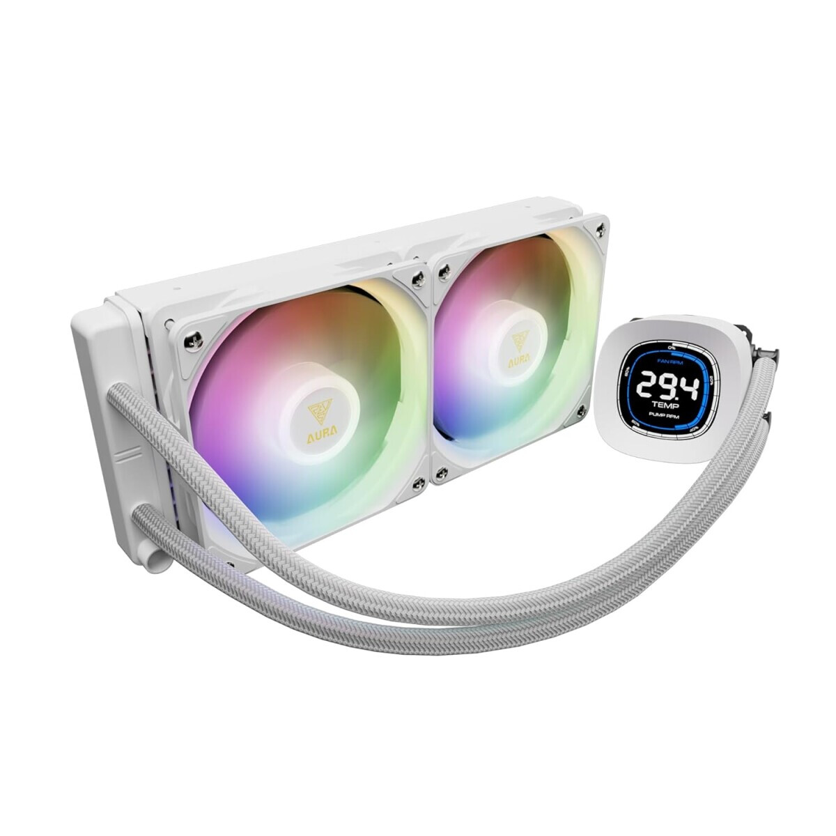 Procesoru dzesētājs Gamdias Aura GL Digital RGB 240mm White (16322-05100-30000-G) - foto 2