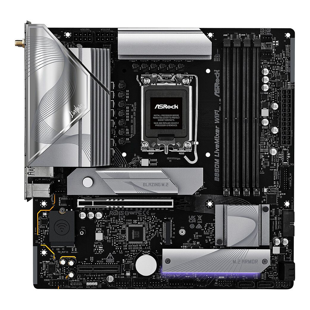 Pamatplate ASRock B860 B860M LiveMixer WiFi Black (90-MXBRT0-A0UAYZ) - foto 4