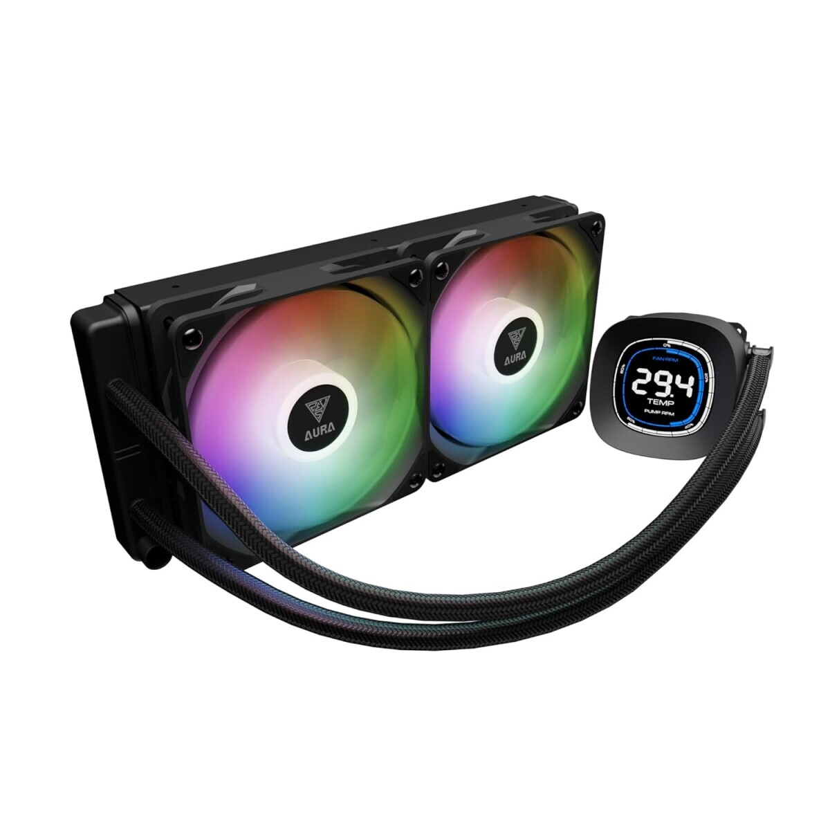 Procesoru dzesētājs Gamdias Aura GL Digital RGB 240mm Black (16322-04900-30000-G) - foto 2