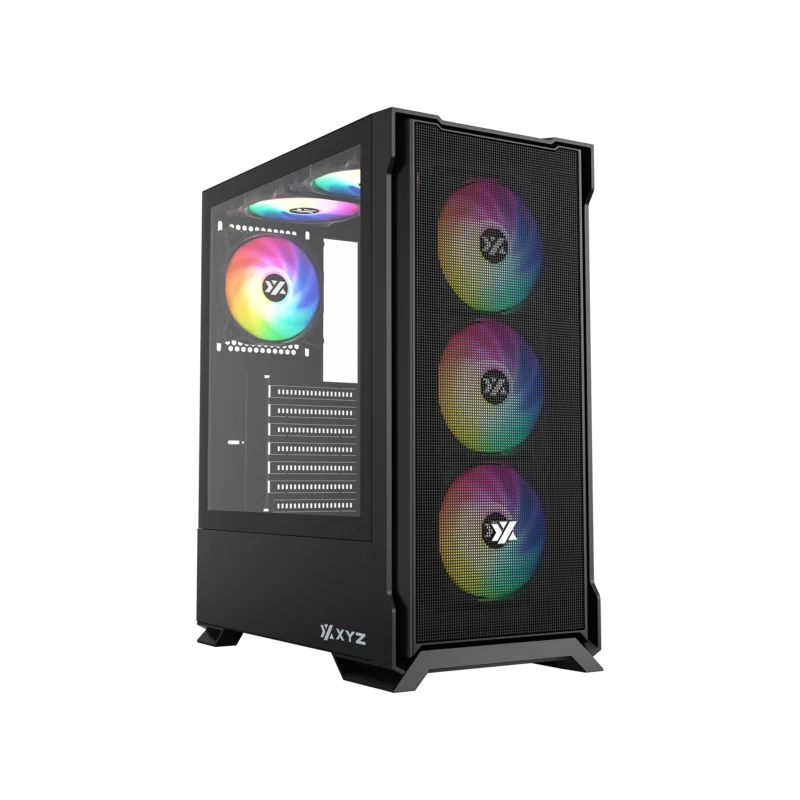 Datoru korpuss XYZ AirOne 300 RGB Black (X-CS-AIRONE3XM-B)
