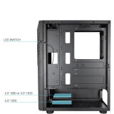 Datoru korpuss TooQ BioHazard TQGCC102 RGB Black (TQGCC102-B)
