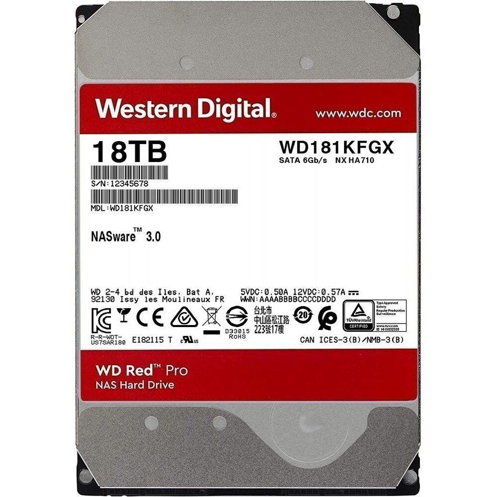 Disque dur 18TB SATA-III WD Red Pro (WD181KFGX)