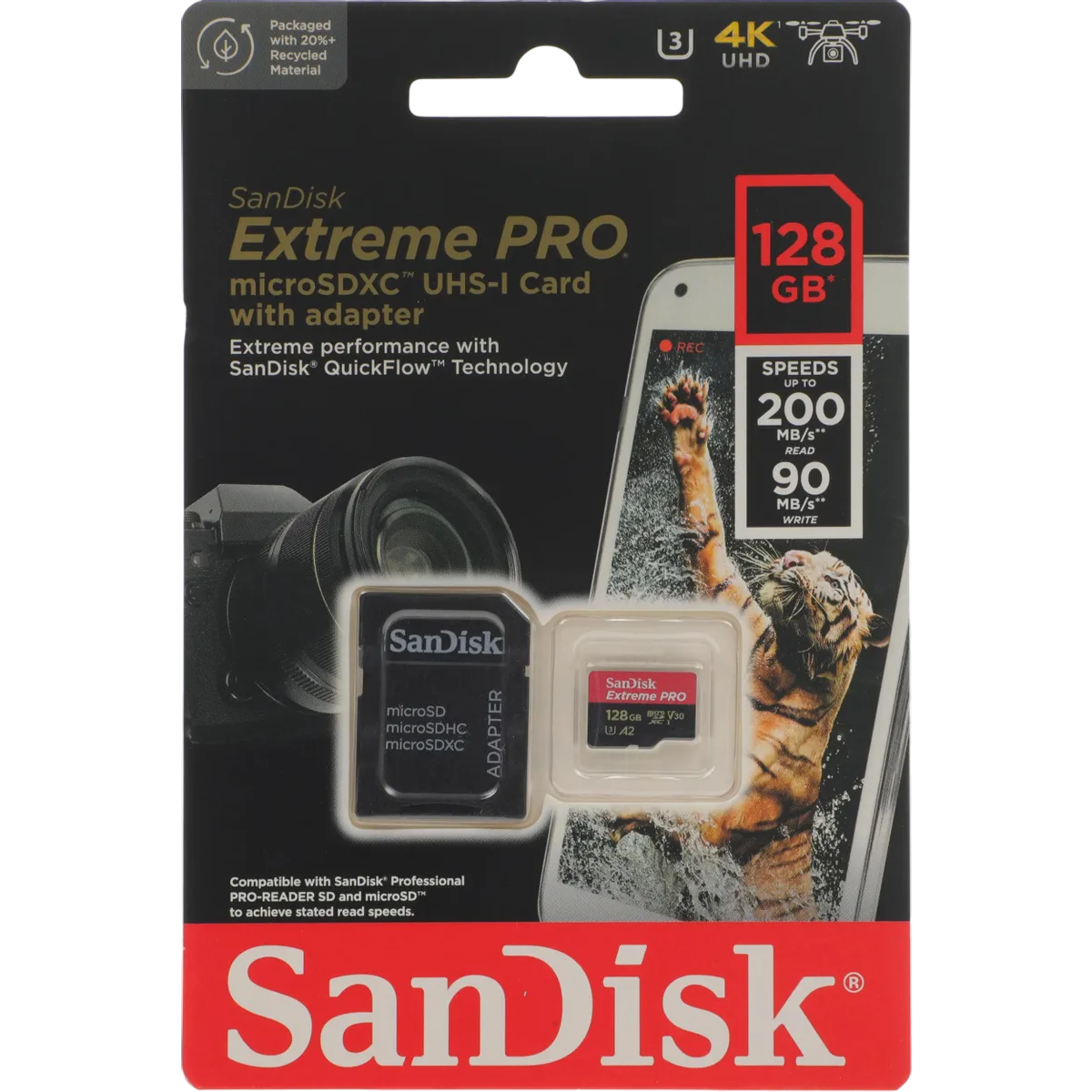 Speicherkarte 128GB MicroSD SanDisk Extreme Pro + SD adapter (SDSQXCD-128G-GN6MA) - Foto 2