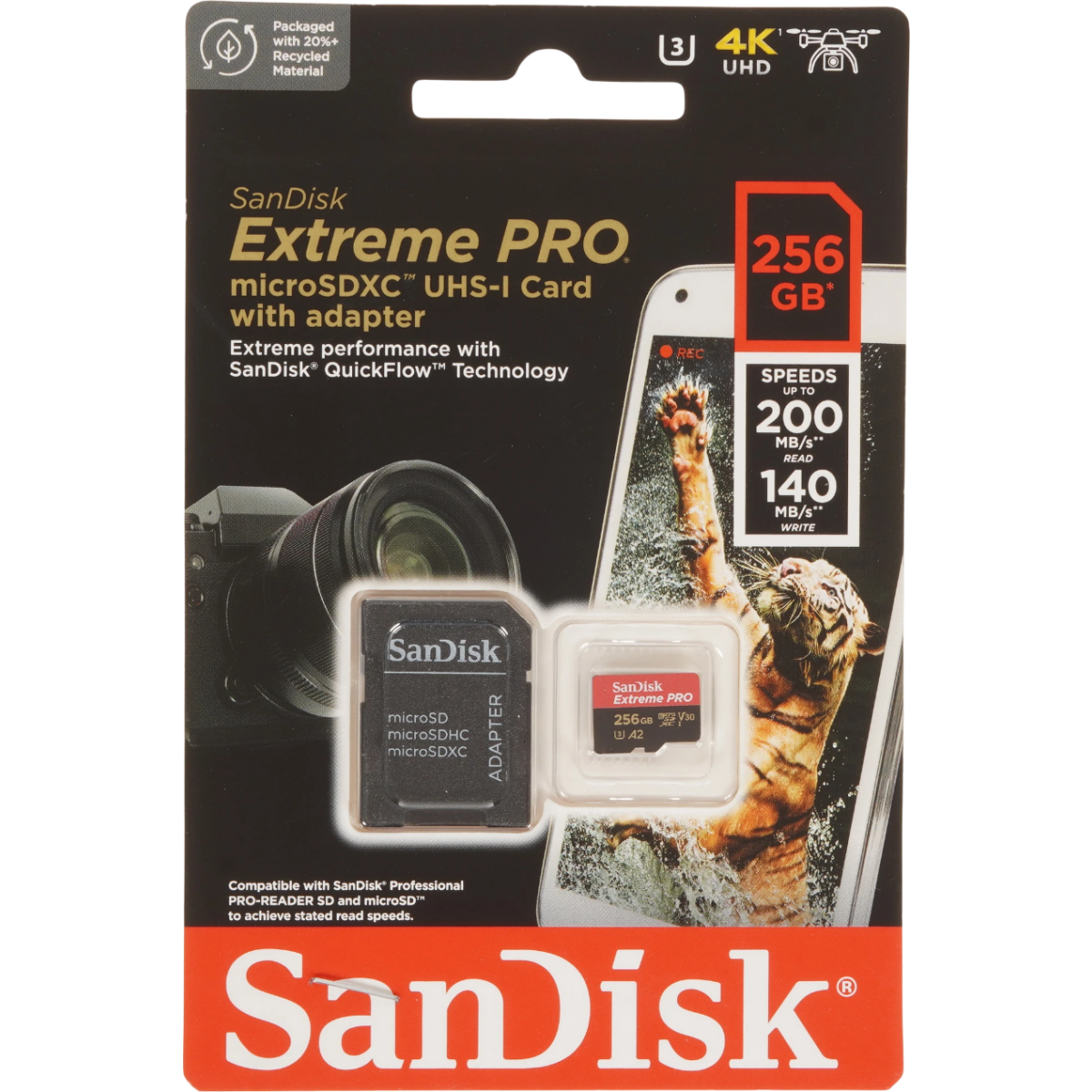 Speicherkarte 256GB MicroSD SanDisk Extreme Pro + SD adapter (SDSQXCD-256G-GN6MA) - Foto 2