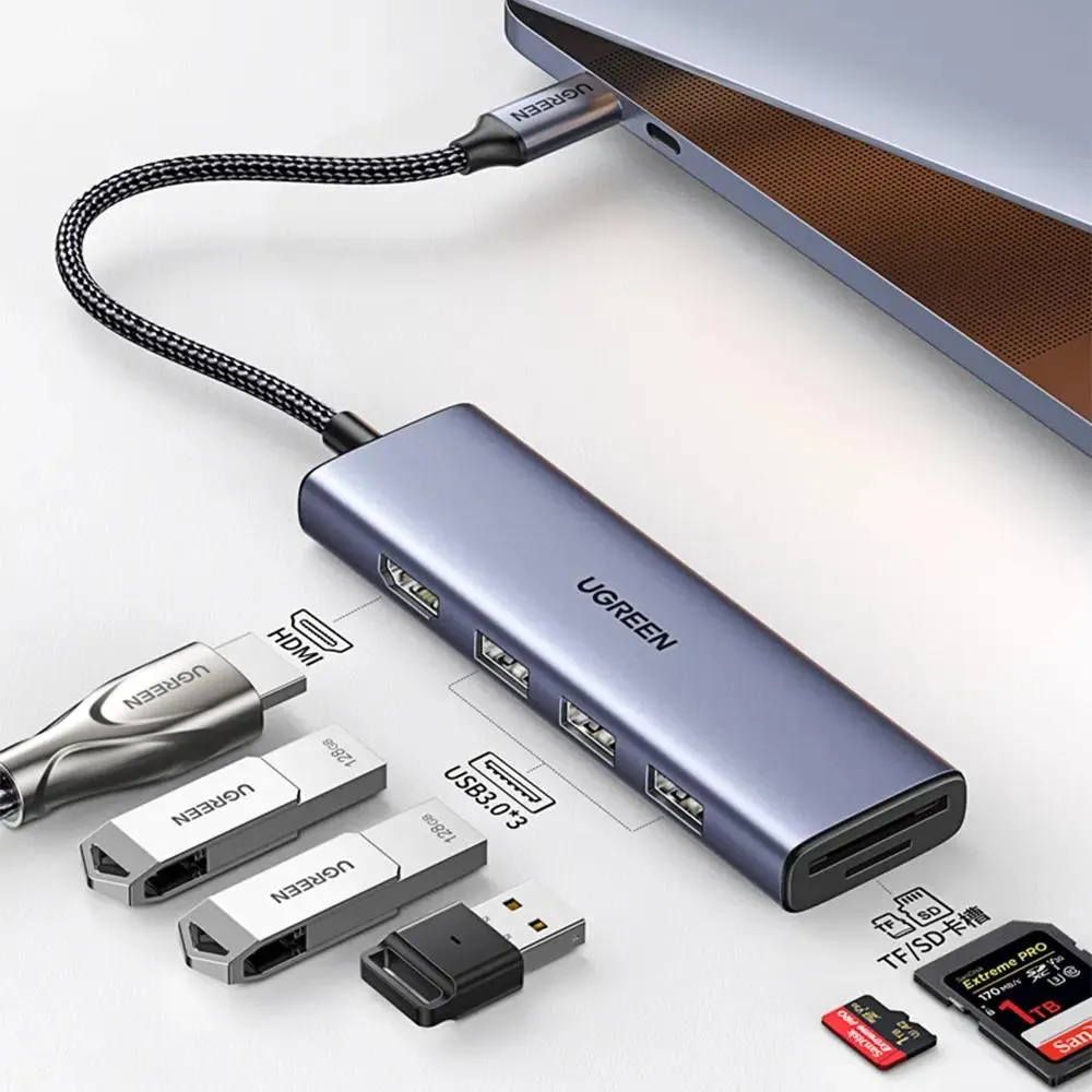 Docking-Station UGREEN Revodok 6-in-1 USB-C to HDMI Adapter Grey (CM511) - 20956A - Foto 2