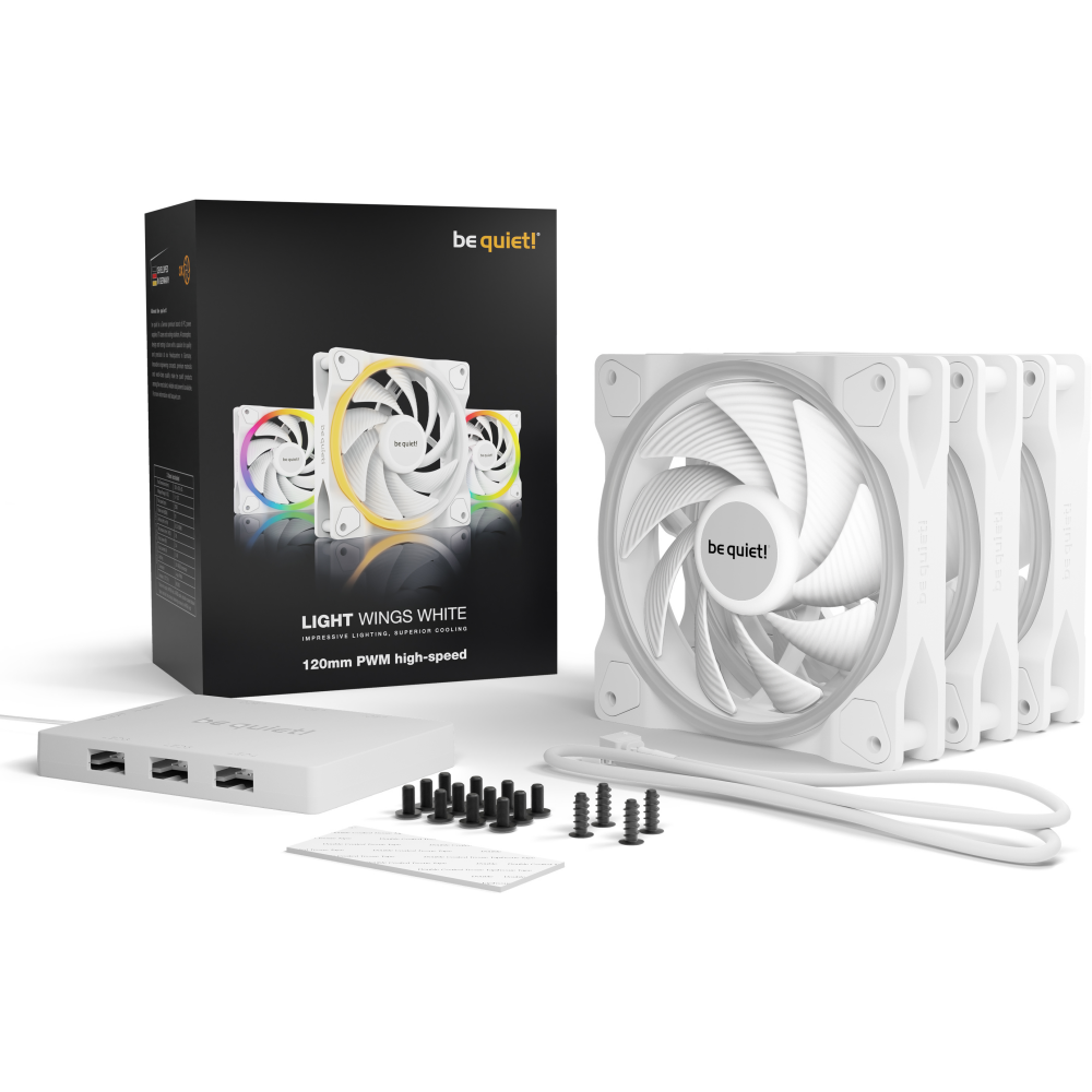 Gehäuselüfter Be Quiet Light Wings White 120mm High-Speed PWM, 3 pcs - BL101 - Foto 4