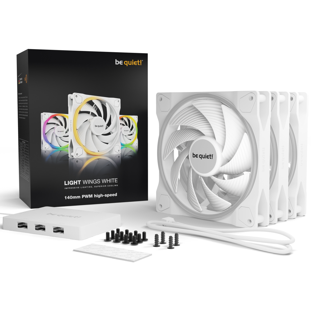 Ventilateur de boîtier Be Quiet Light Wings White 140mm High-speed PWM, 3 pcs - BL103 - photo 5