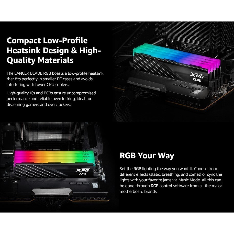 Mémoire vive 32GB DDR5 6000MHz ADATA XPG Lancer Blade RGB Black (AX5U6000C3016G-DTLABRBK) (2x16GB KIT) - photo 4