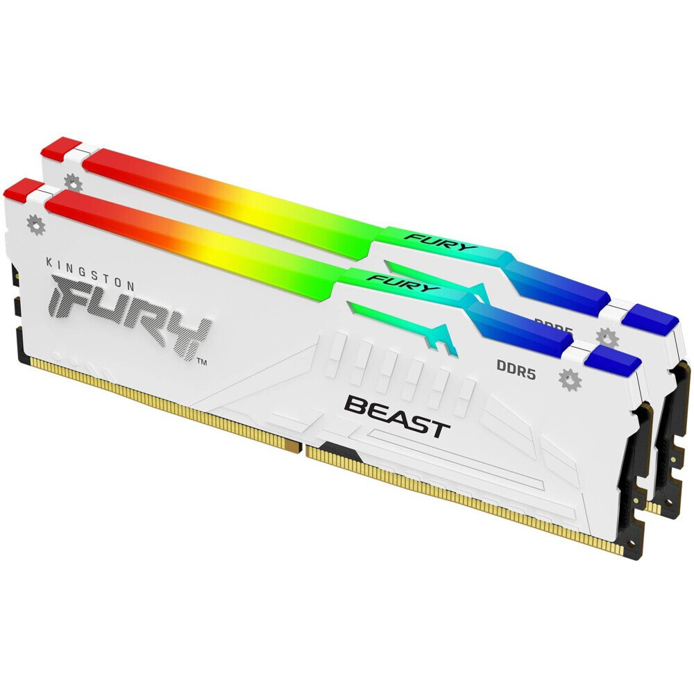 Mémoire vive 64GB DDR5 5600MHz Kingston Fury Beast White RGB (KF556C40BWAK2-64) (2x32GB KIT)