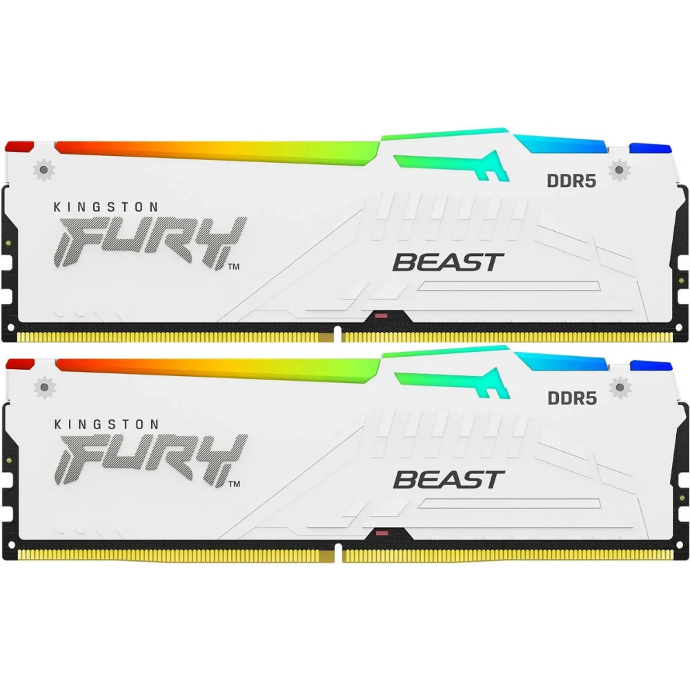mémoire vive 64GB DDR5 6000MHz Kingston Fury Beast White RGB (KF560C30BWEAK2-64) (2x32GB KIT)