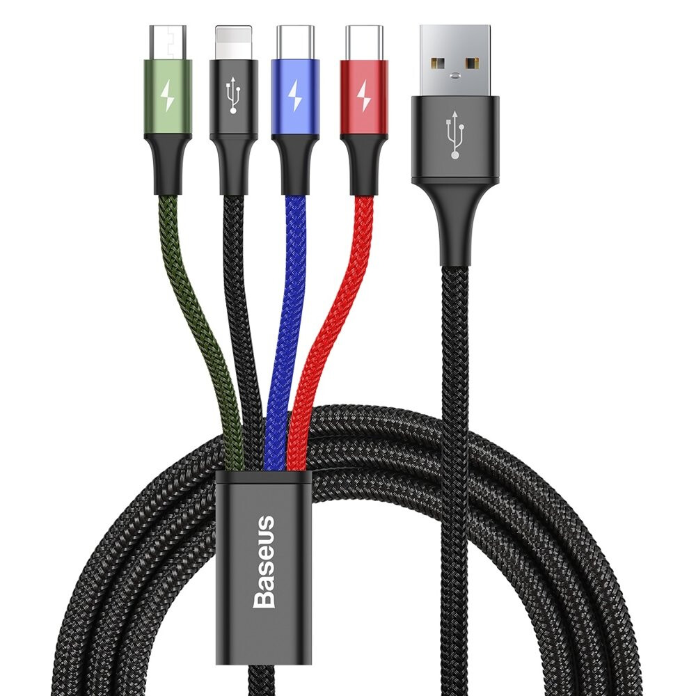 câble USB - microUSB/2x USB Type-C/Lightning, 1.2m, Baseus CA1T4-B01