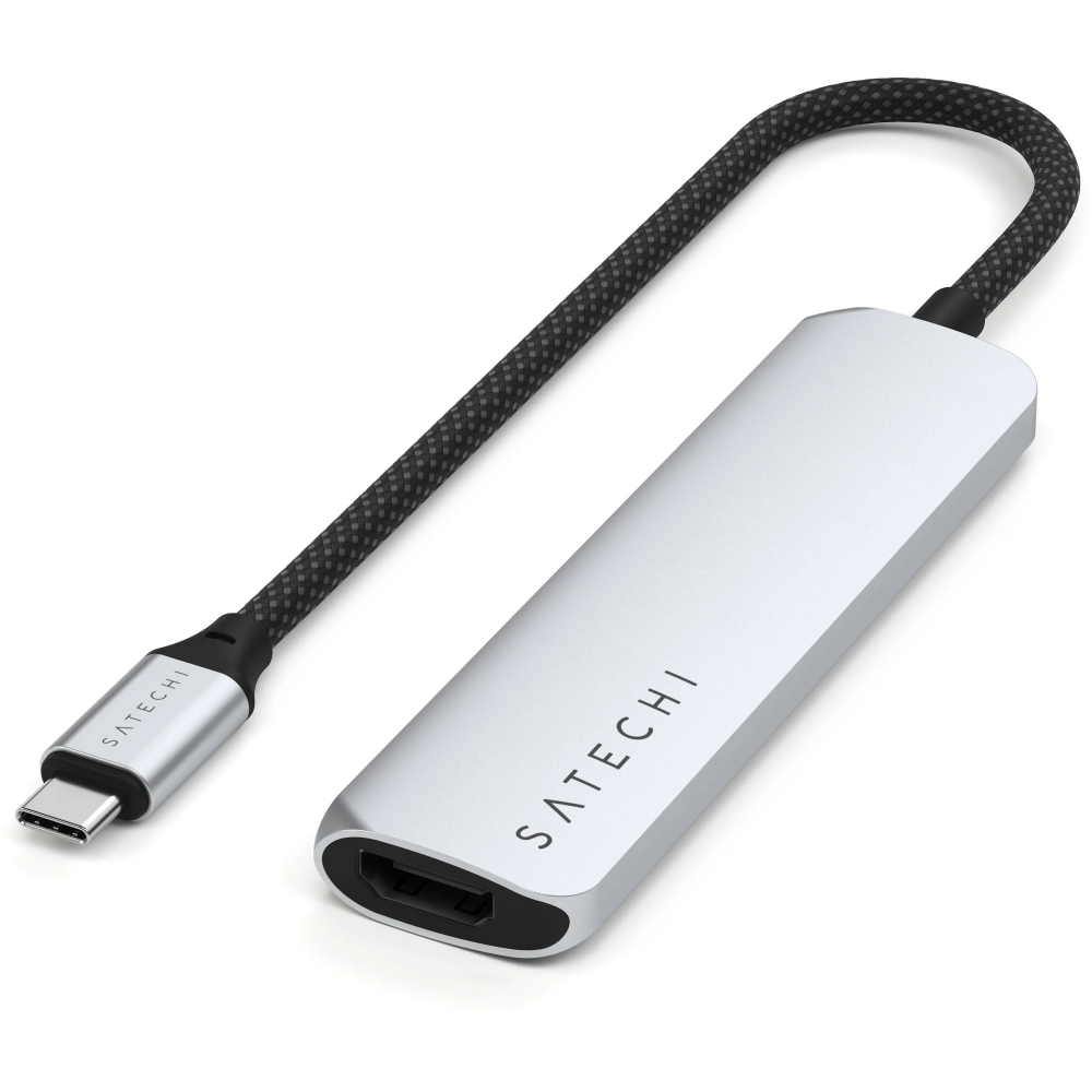 station daccueil pour ordinateur Satechi 4-in-1 USB-C Slim Multiport Adapter 4K Silver - ST-P4SS