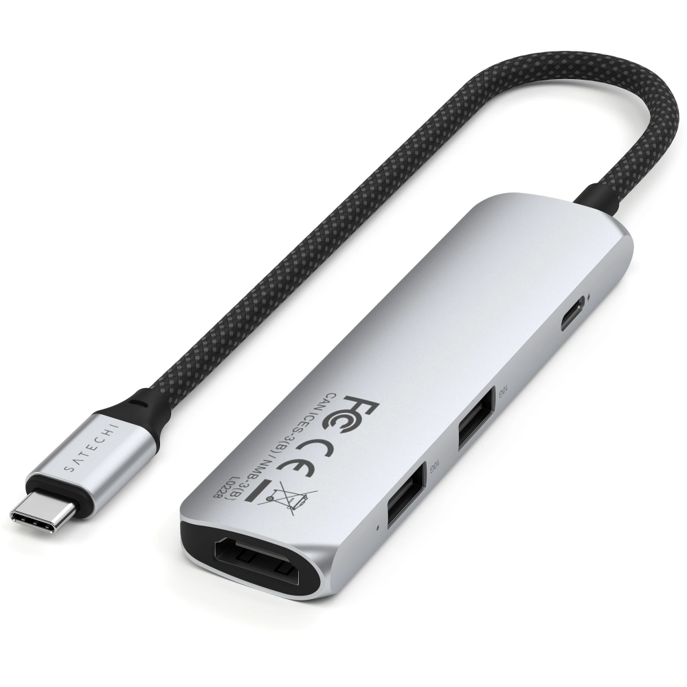 station daccueil pour ordinateur Satechi 4-in-1 USB-C Slim Multiport Adapter 4K Silver - ST-P4SS - photo 3