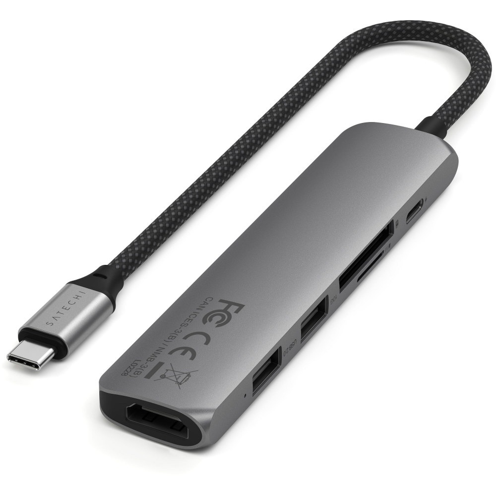Docking-Station Satechi 6-in-1 USB-C Slim Multiport Adapter Space Grey - ST-P6SM - Foto 3