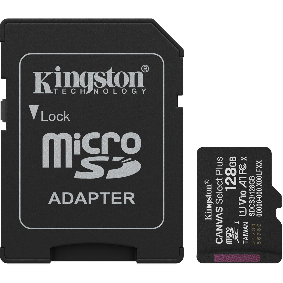 carte mémoire 128GB MicroSD Kingston Canvas Select Plus + SD adapter (SDCS3/128GB)