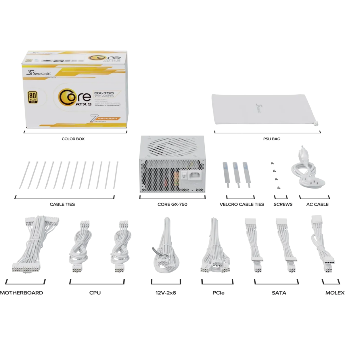 bloc dalimentation 750W Seasonic Core GX-750 ATX 3.1 White - SRP-CGX751-A5A32SF-W - photo 9