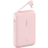 batterie externe Belkin BoostCharge Power Bank 10K with Integrated Cable Pink (BPB021hqPK)