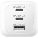 chargeur secteur pour réseau Belkin BoostCharge Pro 3-Port GaN 100W White + Travel Adapter Kit (WCH016hqWH)