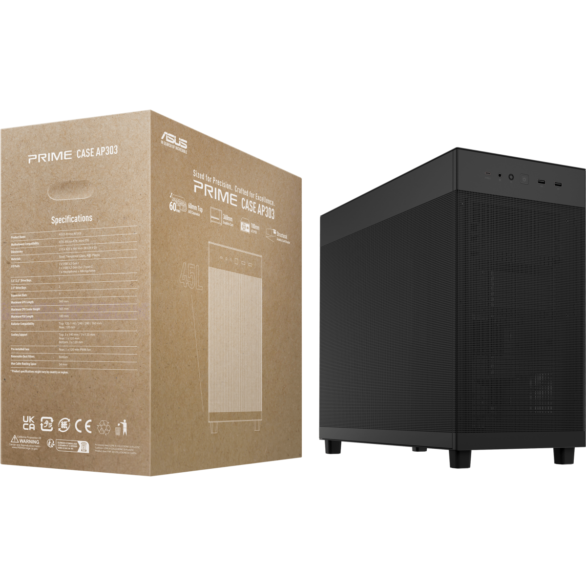 Gehäuse ASUS Prime AP303 Mesh Black - 90DC00V0-B39000 - Foto 14