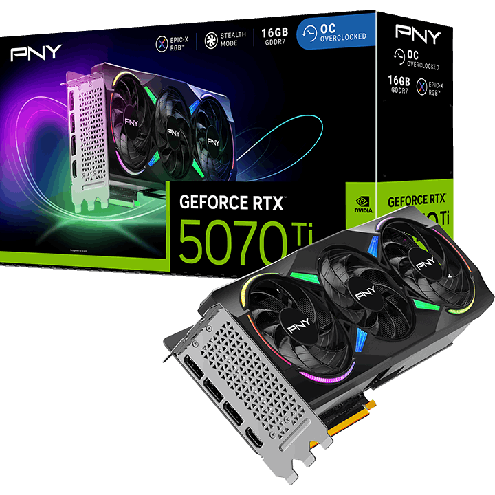 Grafikkarte NVIDIA GeForce RTX 5070 Ti PNY EPIC-X Triple Fan ARGB OC 16GB (VCG5070T16TFXXPB1-O) - Foto 9