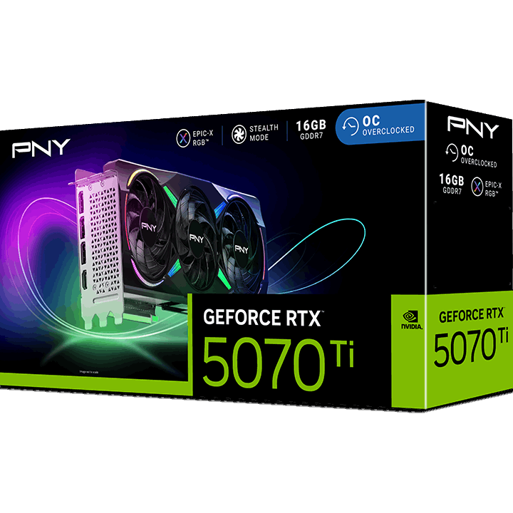 Grafikkarte NVIDIA GeForce RTX 5070 Ti PNY EPIC-X Triple Fan ARGB OC 16GB (VCG5070T16TFXXPB1-O) - Foto 10