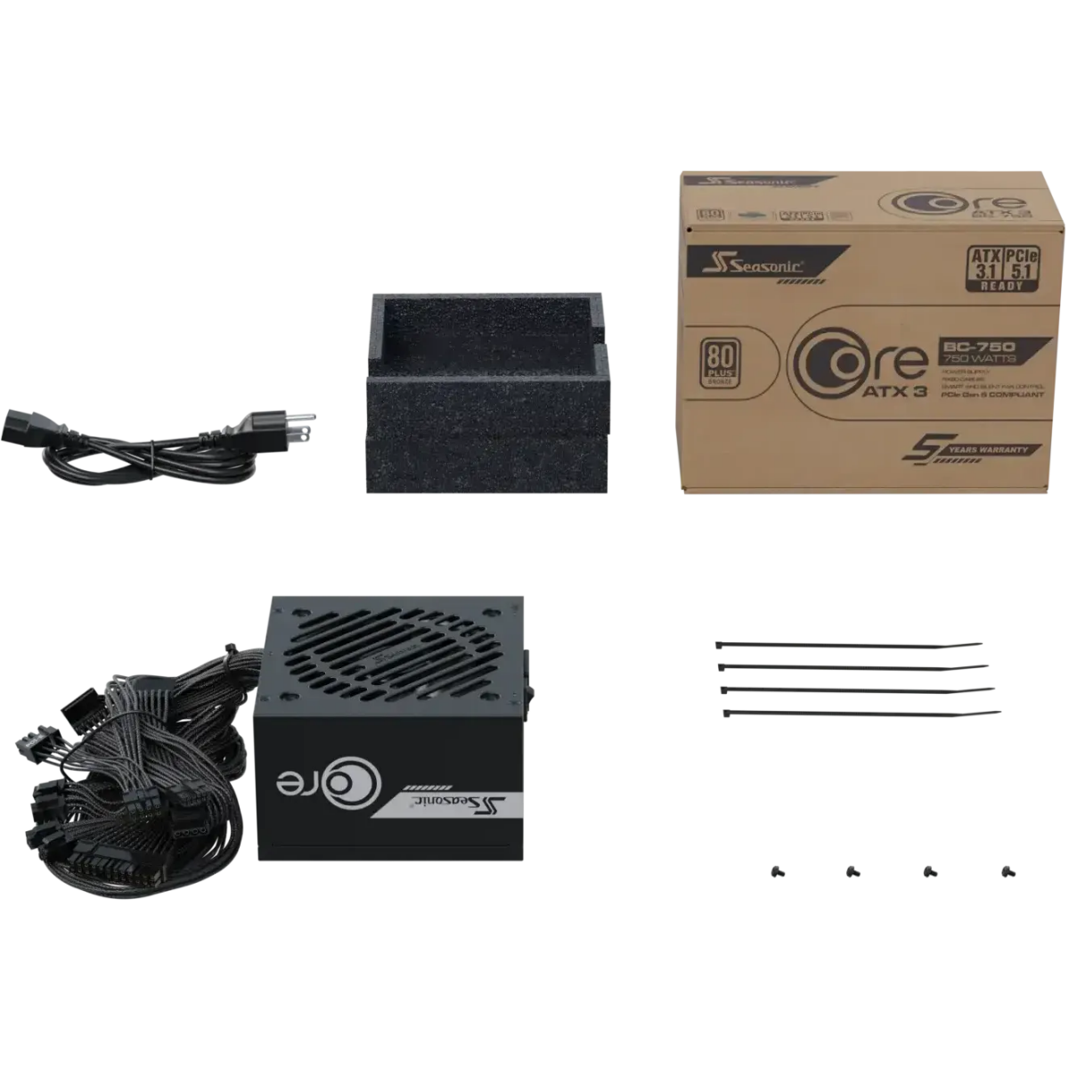 Netzteil 750W Seasonic Core BC-750 ATX 3.1 - SRP-CBC751-A5A51JF - Foto 9