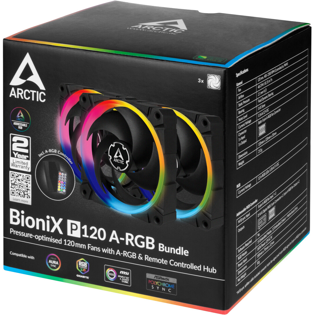 Gehäuselüfter Arctic BioniX P120 A-RGB Black - ACFAN00156A - Foto 7