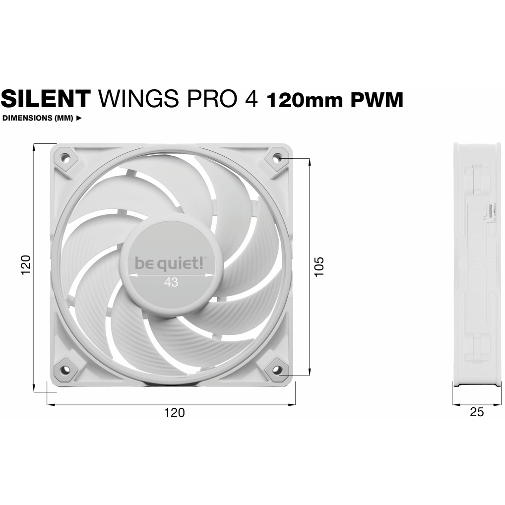 Gehäuselüfter Be Quiet Silent Wings Pro 4 120mm PWM White - BL118 - Foto 5