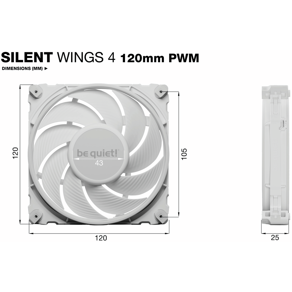 Gehäuselüfter Be Quiet Silent Wings 4 120mm PWM White - BL114 - Foto 5