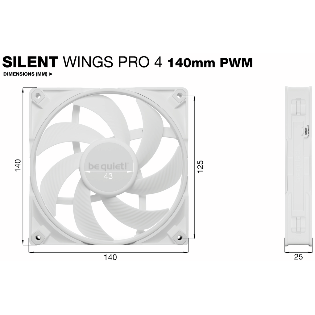 Gehäuselüfter Be Quiet Silent Wings Pro 4 140mm PWM White - BL119 - Foto 6