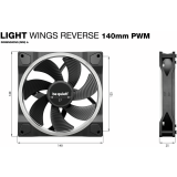 Ventilateur pour boîtier Be Quiet Light Wings 140mm PWM Reverse Black (BL134)