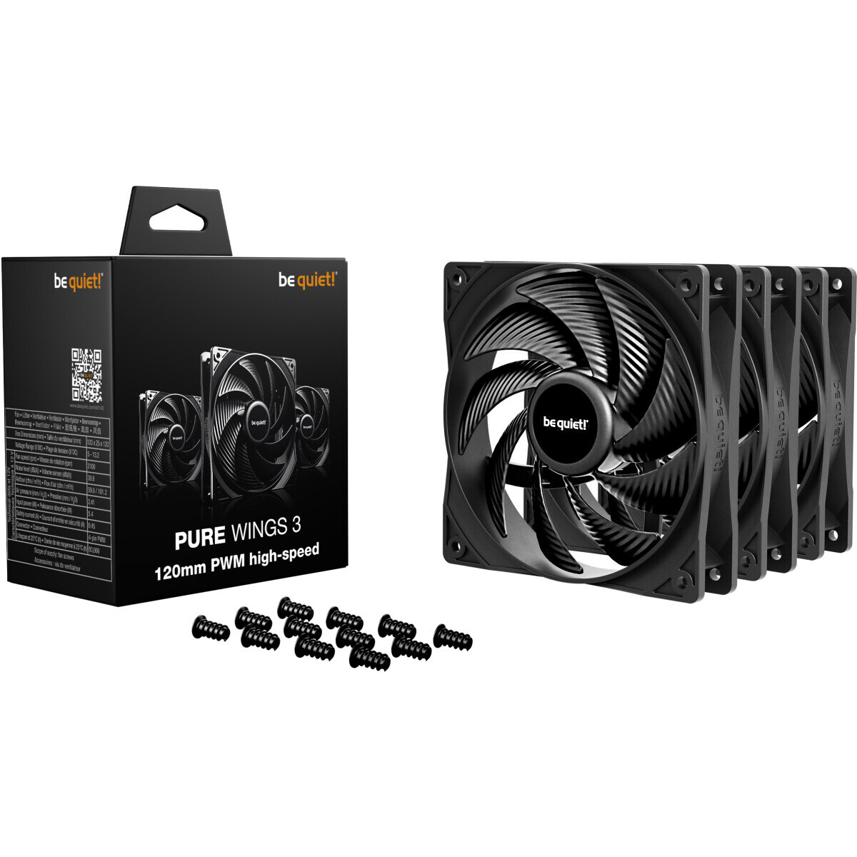 Ventilateur pour boîtier Be Quiet Pure Wings 3 120mm PWM High Speed Black, 3 pcs - BL140 - photo 3