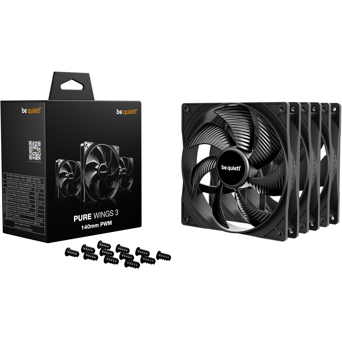 Ventilateur pour boîtier Be Quiet Pure Wings 3 140mm PWM Black, 3 pcs - BL139 - photo 3