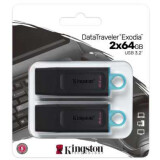Clé USB 64 Go Kingston DataTraveler Exodia Noir/Turquoise (DTX/64GB-2P) (2 pièces)