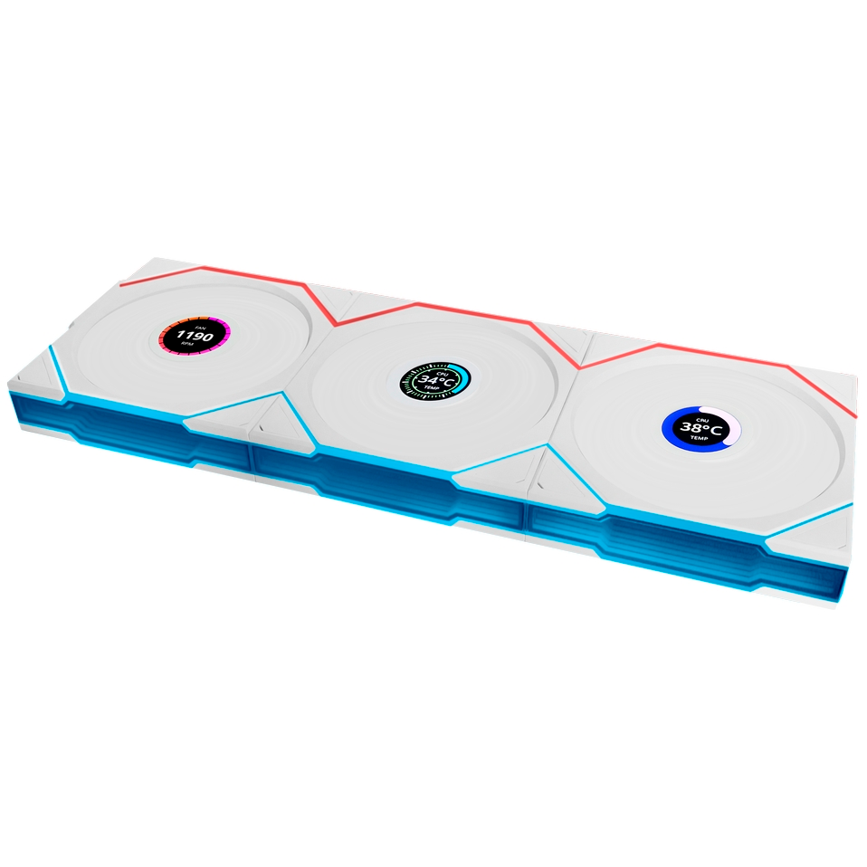 Gehäuselüfter Lian Li UNI Fan TL Wireless LCD 120 Reverse Blade White (3 pcs) - 12RTLLCD1W3W - Foto 2