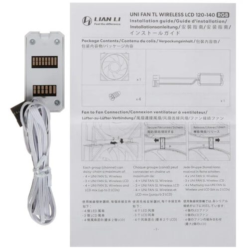 Gehäuselüfter Lian Li UNI Fan TL Wireless LCD 120 Reverse Blade White (3 pcs) - 12RTLLCD1W3W - Foto 8