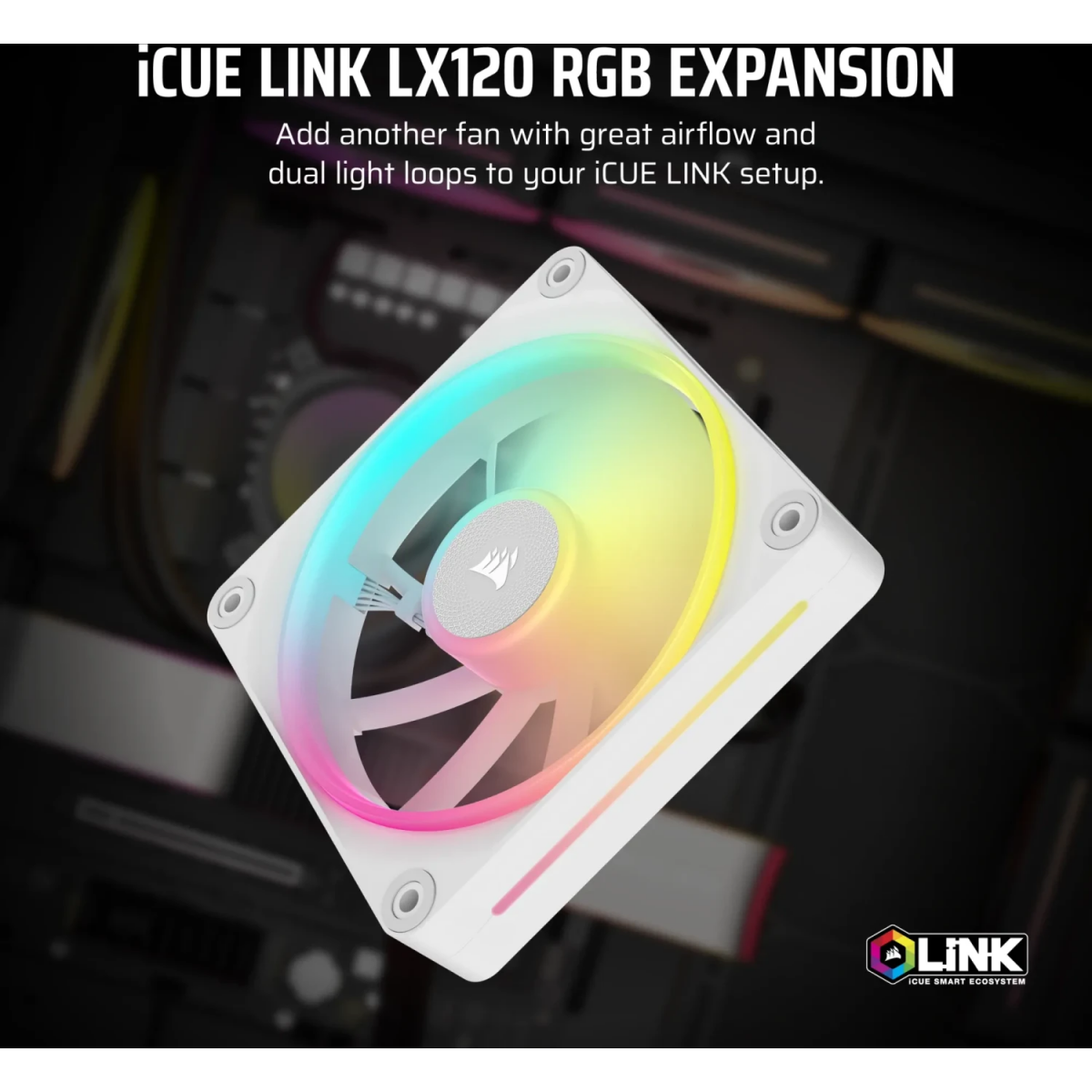 Ventilateur pour boîtier Corsair iCUE LINK LX120 RGB White (CO-9051029-WW) - photo 5