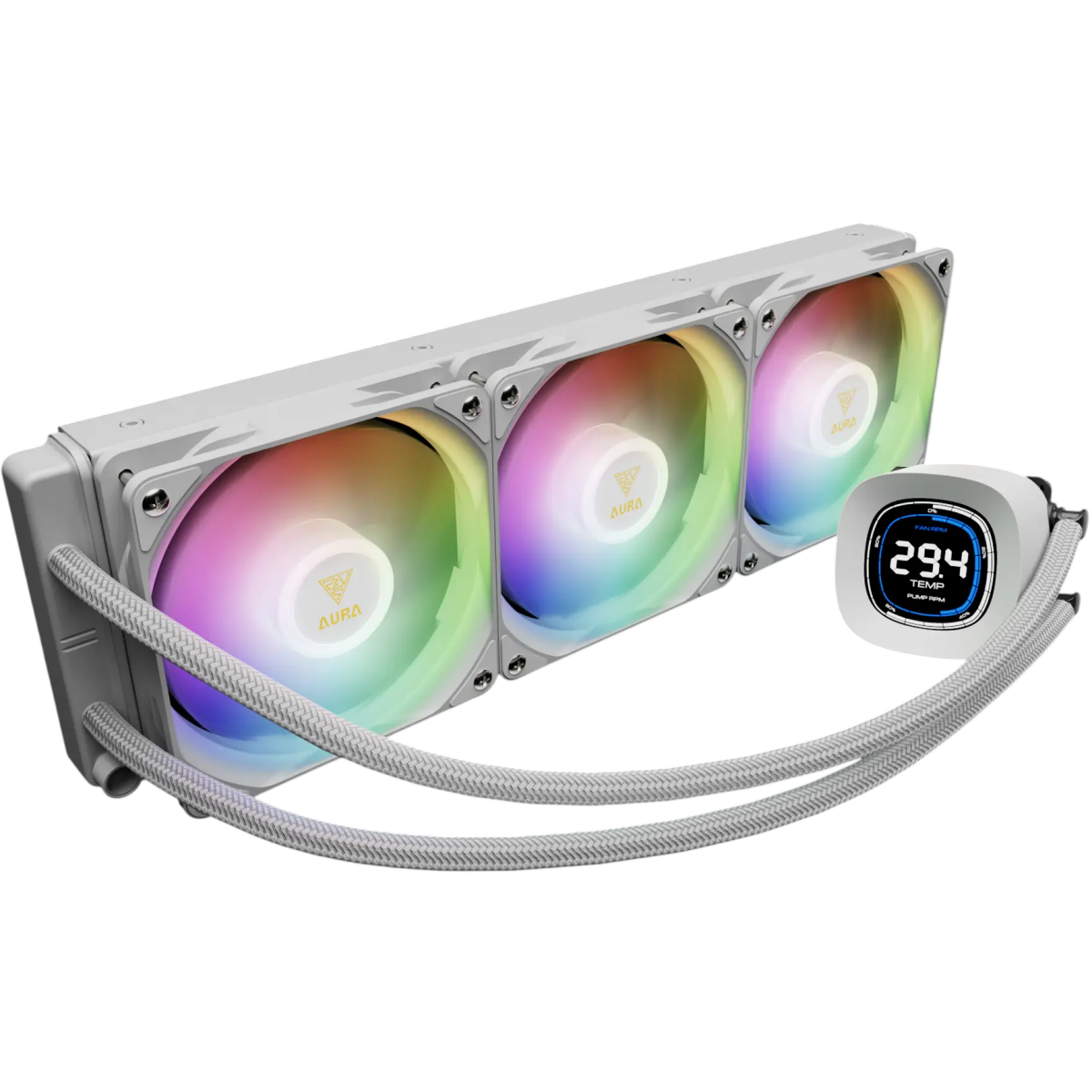 Kühlsystem mit Flüssigkeitskühlung GAMDIAS Aura GL360 Digital White - 16322-05200-30000-G