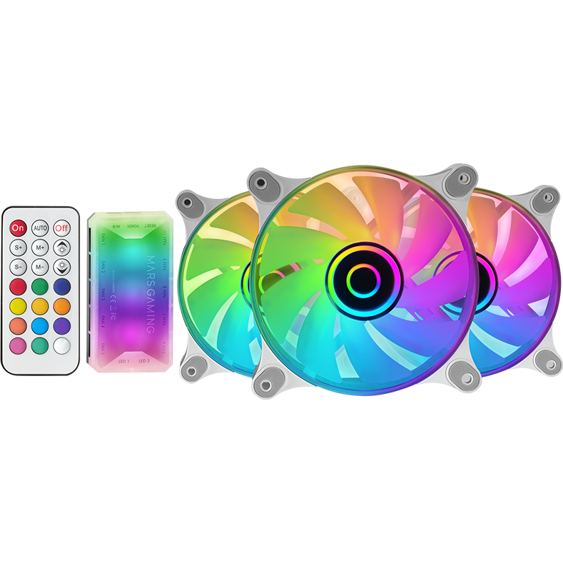 Вентилятор для корпуса Mars Gaming MF-3D White (3-Fan Pack) - MF3DKITW - Foto 2