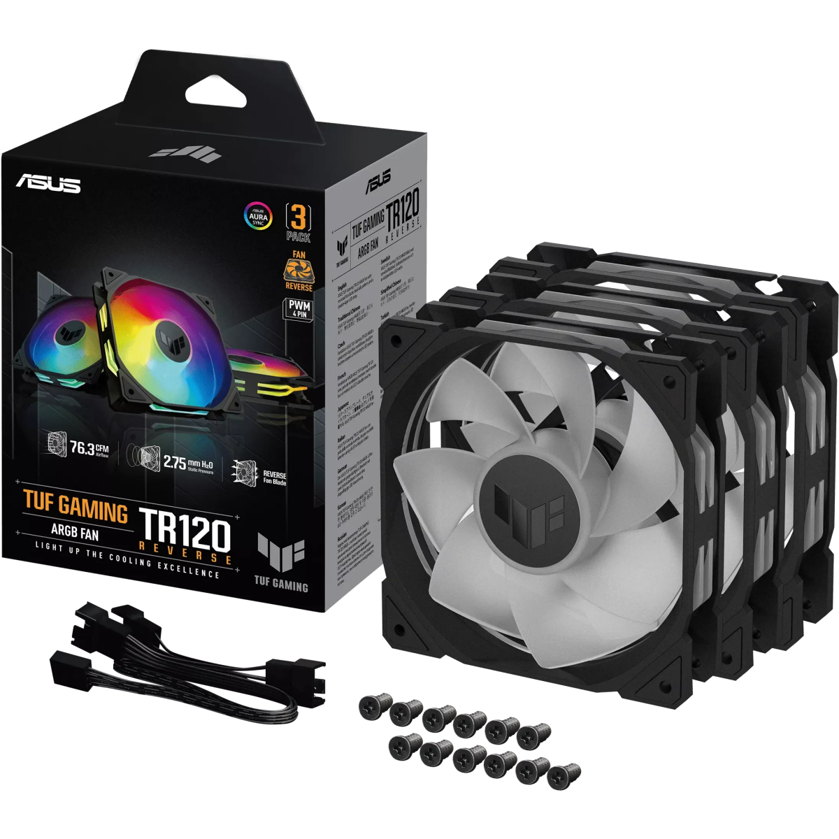 Вентилятор для корпуса ASUS TUF Gaming TR120 ARGB Reverse Black (3 pcs) - 90DA00D0-B09020 - photo 11